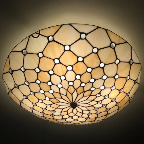 4-Light 19.7" Tiffany Stained Glass Ceiling Flush Mount Light